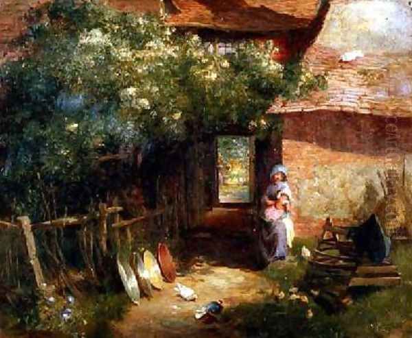 A Cottage Garden Oil Painting by Charles James Lewis