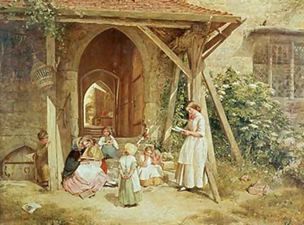 Playing at Schools 1857 Oil Painting by Charles James Lewis