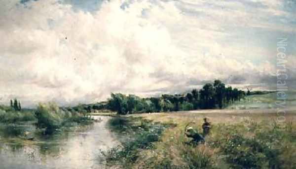 Young Reed Gatherers Oil Painting by Charles James Lewis