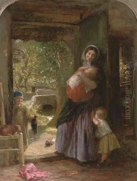 The Cottage Door Oil Painting by Charles James Lewis