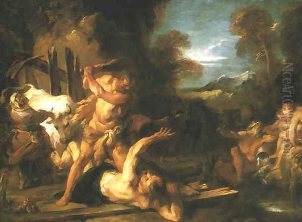 Hercules and Cacus Oil Painting by Francois Lemoine (see Lemoyne)