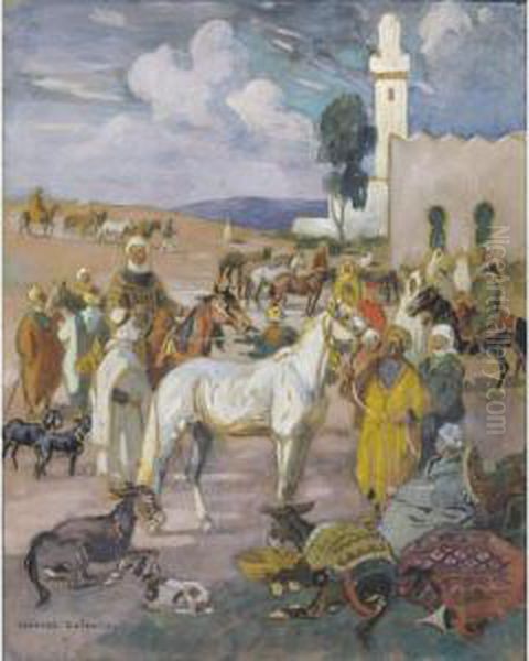 Le Marche Aux Chevaux Oil Painting by Edouard Doigneau