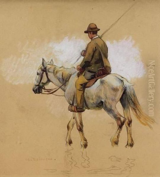 Cavalier Camarguais Oil Painting by Edouard Doigneau