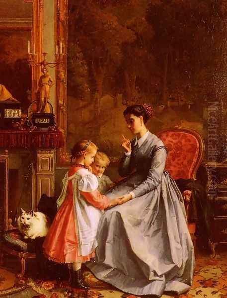 The New Nanny Oil Painting by Francois Louis Lanfant de Metz