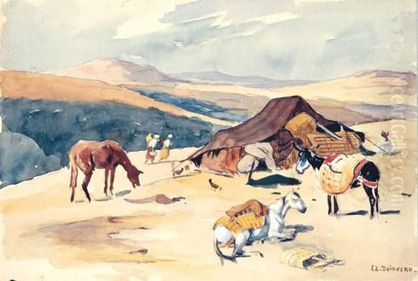 Campement Pres De Meknes Oil Painting by Edouard Doigneau