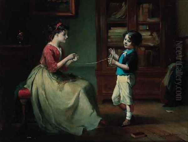 The little helper Oil Painting by Francois Louis Lanfant de Metz