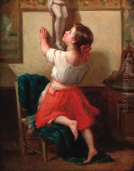 Devotion Oil Painting by Francois Louis Lanfant de Metz