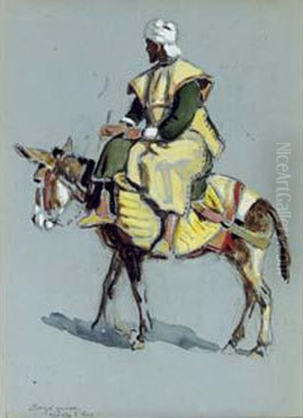 Paysan Sur Son Ane, Maroc Oil Painting by Edouard Doigneau