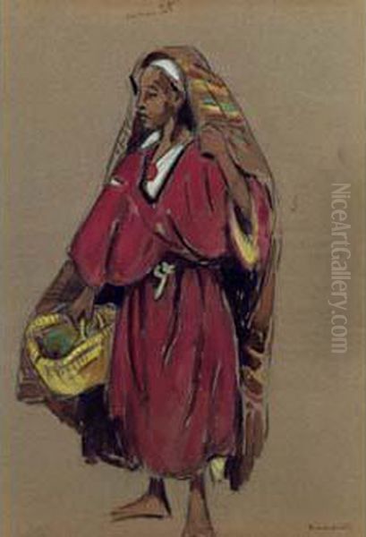 Marocaine Au Panier, Marrakech Oil Painting by Edouard Doigneau