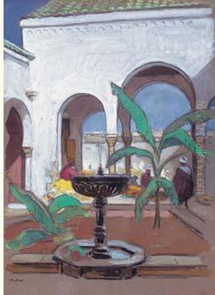 Cour De Palais A Rabat Oil Painting by Edouard Doigneau