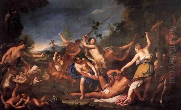 Orpheus and the Bacchantes Oil Painting by Gregorio Lazzarini