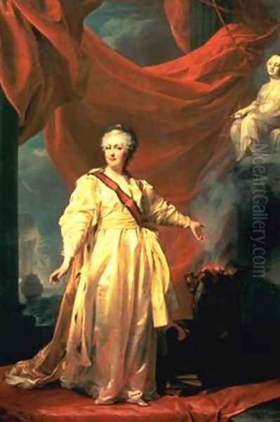 Portrait of Catherine the Great as Lawgiver in the Temple of the Goddess of Justice Oil Painting by Dmitry Levitsky