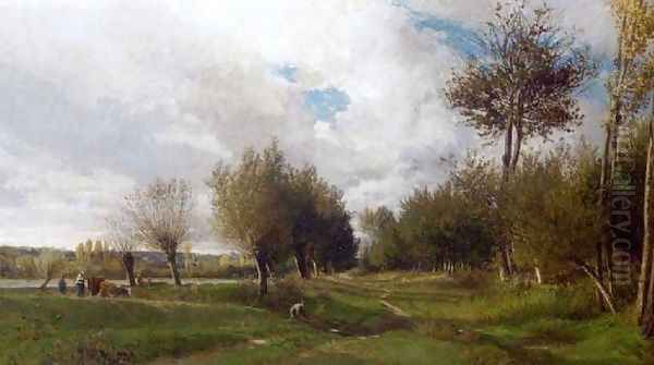 Le chemin vert Oil Painting by Emile Charles Lambinet