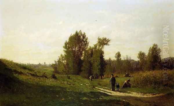 Chemin d'Ezeuville, pres d'Ecouen Oil Painting by Emile Charles Lambinet