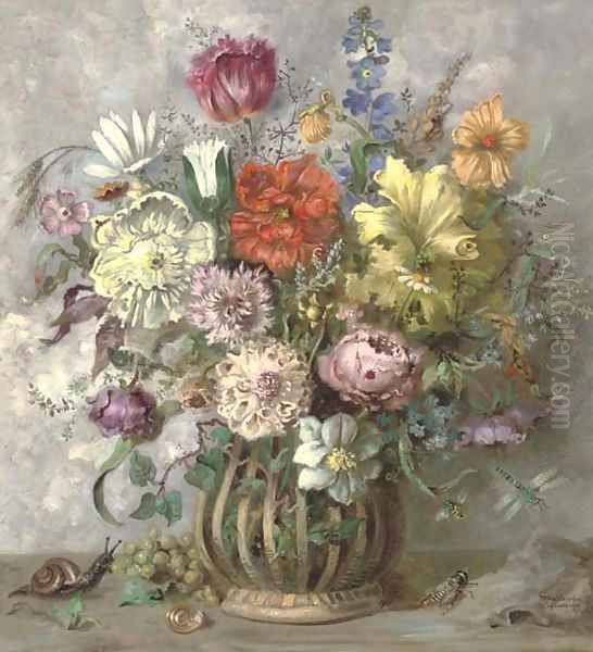 Summer flowers in a vase Oil Painting by Henri Lehmann