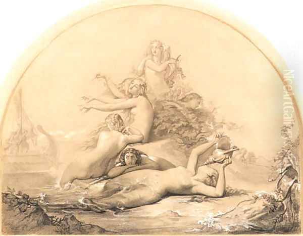 Study for Les Sirenes appelant Ulysee Oil Painting by Henri Lehmann