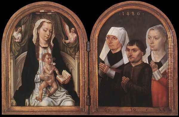 Diptych with the Virgin and Child and Three Donors Oil Painting by Master of the Legend of St. Ursula