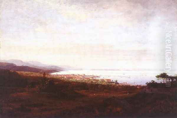 View of Fiume 1882 Oil Painting by Antal Ligeti