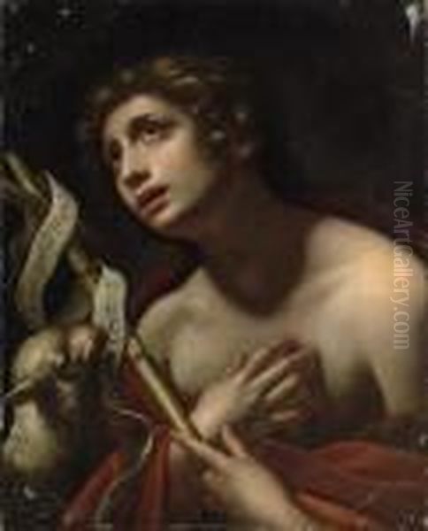 Saint John The Baptist With The Lamb Of God Oil Painting by Carlo Dolci