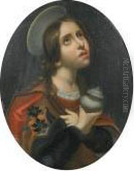 The Penitent Magdalen; And The Archangel Gabriel, A Pair Oil Painting by Carlo Dolci