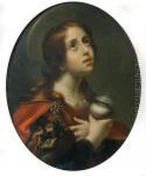 The Penitent Magdalen Oil On Board 20 X 16cm Provenance: Privatecollection Oil Painting by Carlo Dolci