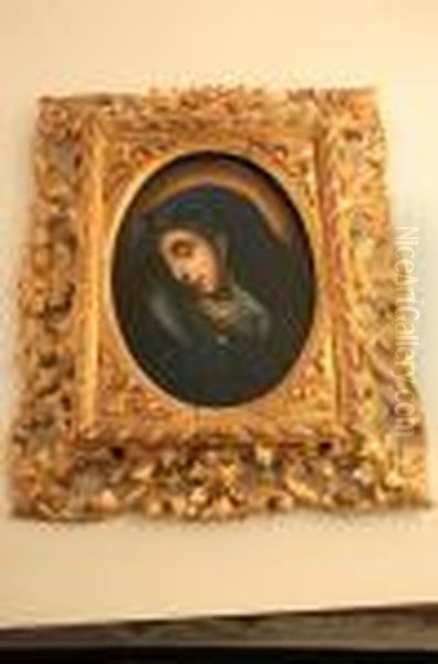 Oval Portrait Of The Madonna'with Oil Painting by Carlo Dolci