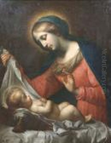 Madonna With Child. Oil/canvas Oil Painting by Carlo Dolci