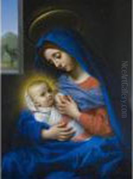 Madonna Suckling The Christ Child Oil Painting by Carlo Dolci