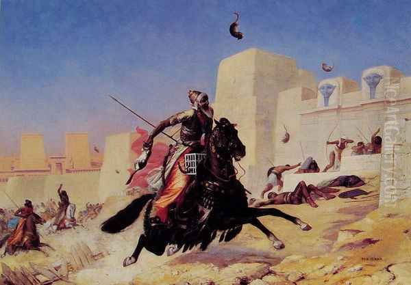 Le Roi Cambyse au Siege de Peluse (King Cambyse at the Siege of Peluse) Oil Painting by Paul-Marie Lenoir