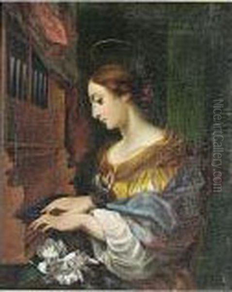 Saint Cecilie Playing The Piano Oil Painting by Carlo Dolci