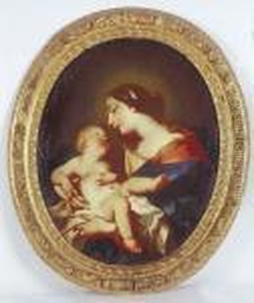 Cerchia Di. Madonna Con Bambino Oil Painting by Carlo Dolci