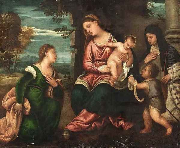 Madonna and Child with Saints 2 Oil Painting by Polidoro Lanzani (see Polidoro Da Lanciano)