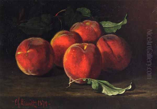 Table Top Still Life of Peaches Oil Painting by Edward Chalmers Leavitt