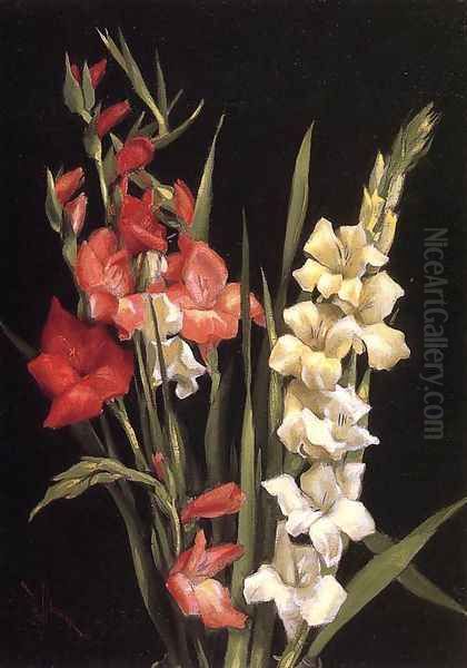 Still Life with gladiolas Oil Painting by Edward Chalmers Leavitt