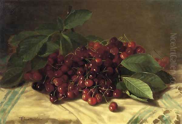 Cherries on a Tabletop Oil Painting by Edward Chalmers Leavitt