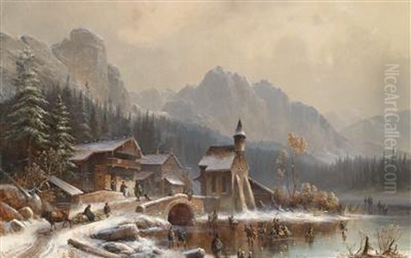 Winter Pleasures Oil Painting by Anton Doll