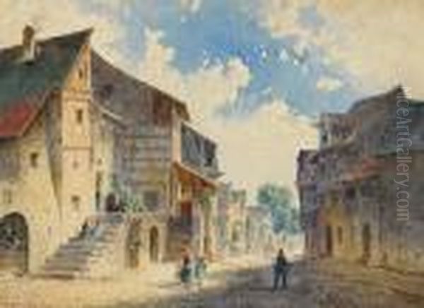 Auf Der Strase In Einem Kleinen Stadtchen Oil Painting by Anton Doll