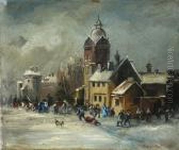 Markt Vor Der Stadtmauer Oil Painting by Anton Doll