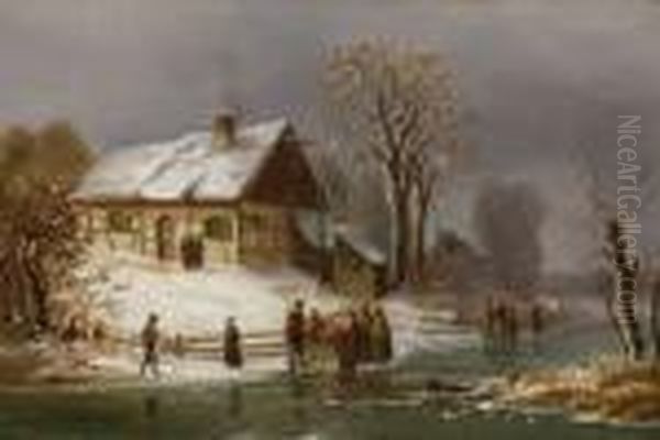 Winterlandschaften Oil Painting by Anton Doll