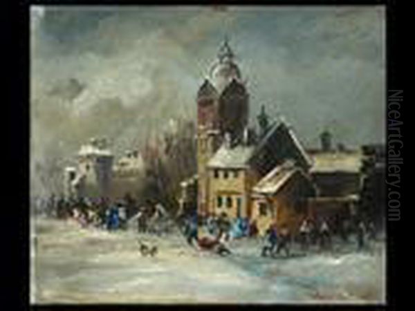 Markt Vor Der Stadtmauer Oil Painting by Anton Doll