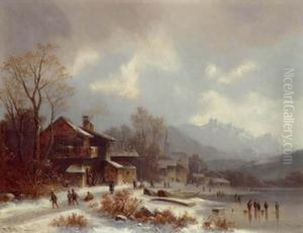 Winter Landscape Oil Painting by Anton Doll