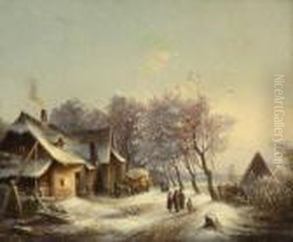 Winterlandschaft Oil Painting by Anton Doll