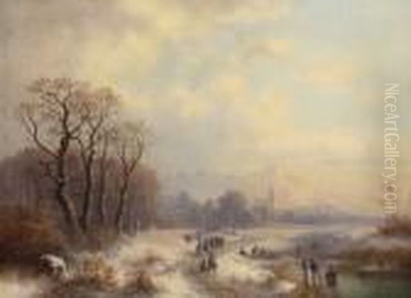 Winterliche
 Vorgebirgslandschaft Oil Painting by Anton Doll