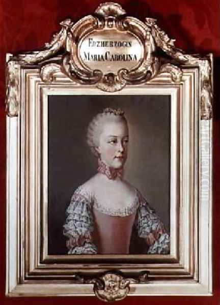 Archduchess Maria Caroline of Austria 1752-1814 Oil Painting by Etienne Liotard