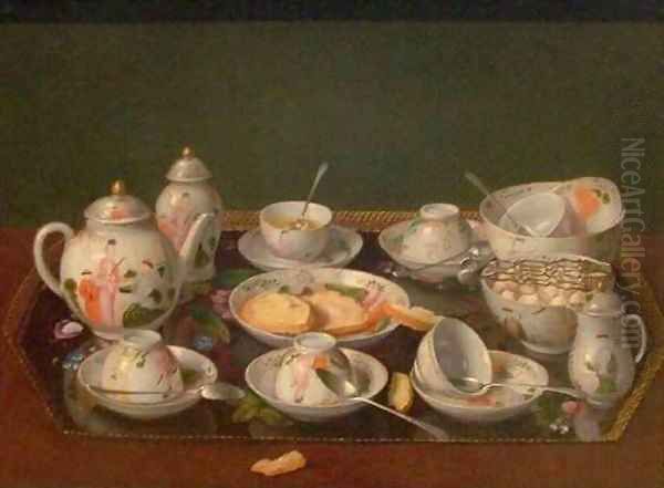 Still Life Tea Set Oil Painting by Etienne Liotard