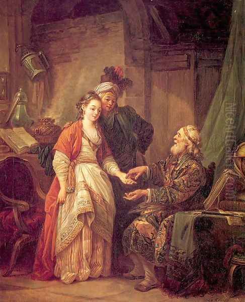 At the Palmist's 1775 Oil Painting by Jean-Baptiste Le Prince