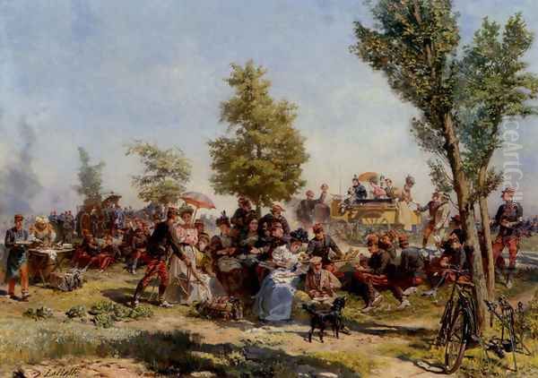 Independence Day Festival Oil Painting by Charles-Dominique-Oscar Lahalle