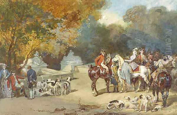 Hunting Society Oil Painting by Eugene Louis Lami