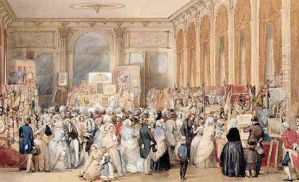 View of a charity sale for the victims of Guadeloupe in the Grand Salon of the Palais-Royal, Paris Oil Painting by Eugene Louis Lami