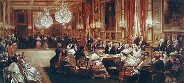 Concert in the Galerie des Guise at Chateau dEu Oil Painting by Eugene Louis Lami